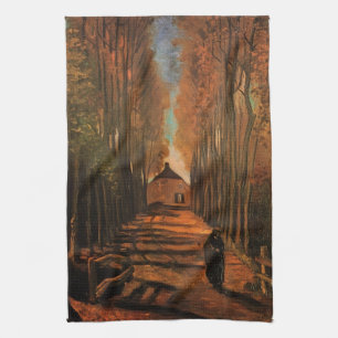 Linge De Cuisine Allée de peupliers en automne par Vincent van Gogh