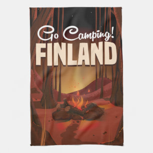 Linge De Cuisine Allez camper ! Affiche de vacances en Finlande