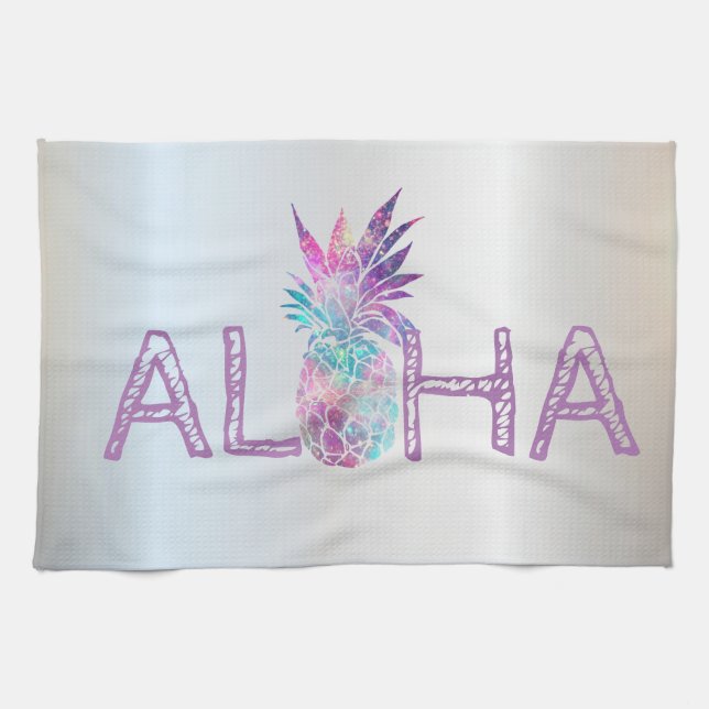 Linge De Cuisine Aloha Hawaiian Ananas, Argent (Horizontal)