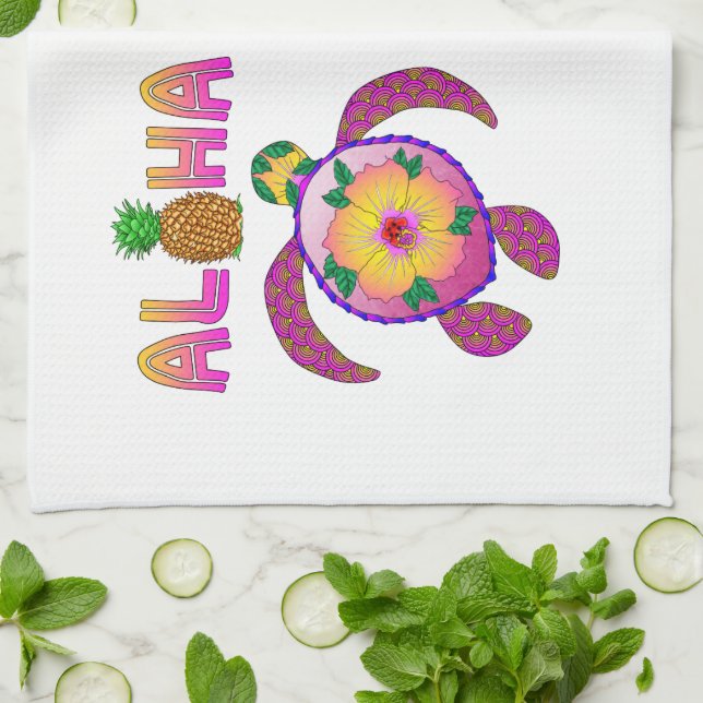 Linge De Cuisine Aloha Hawaiian Honu Turtle (Plié)
