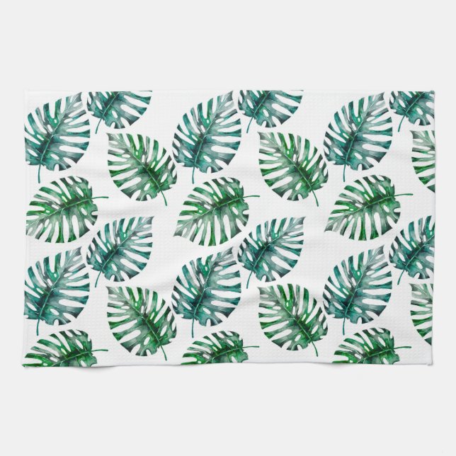 Linge De Cuisine Aloha motif tropical de feuille de Monstera (Horizontal)