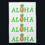 Linge De Cuisine ALOHA Tropical Island Hawaiian Pineapple Towel<br><div class="desc">Il présente une illustration originale d'un ananas tropical hawaïen,  formant le O à ALHOA.</div>
