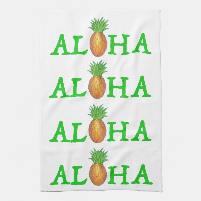 Linge De Cuisine ALOHA Tropical Island Hawaiian Pineapple Towel (Vertical)