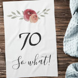 Linge De Cuisine Alors quelle drôle d'aquarelle Floral 70e annivers<br><div class="desc">Alors ce Funny Aquarelle Floral 70e Anniversaire serviette de cuisine. Design floral avec script 70 alors quoi. Le design comporte une citation positive et drôle 70 alors que dans un script tendance et belle aquarelle rouge roses et brindilles. Cette serviette de cuisine est idéale pour une femme célébrant son 70e...</div>