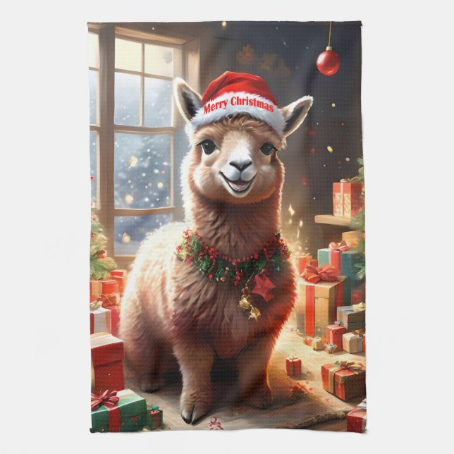 Linge De Cuisine "Alpaca les présents : un conte de Noël" (Vertical)