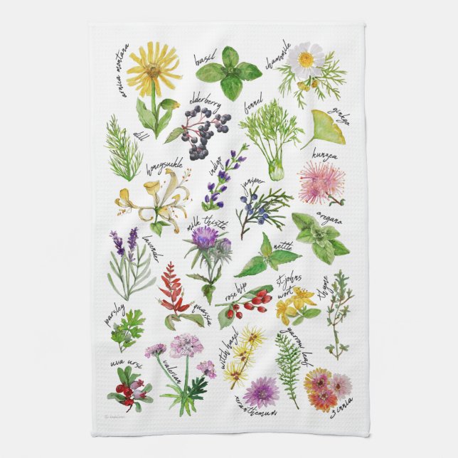 Linge De Cuisine Alphabet de plantes et d'herbes (Vertical)