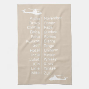 Linge De Cuisine Alphabet phonétique de l'hélicoptère pilote d'héli