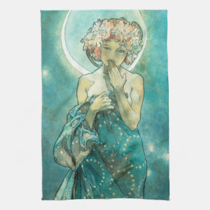 Linge De Cuisine Alphonse Mucha Lune Clair De Lune Art Nouveau