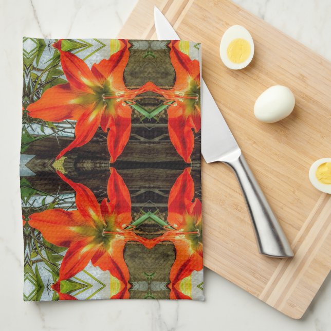 Linge De Cuisine Amaryllis Pattern Kitchen Towels (Quart Plié)