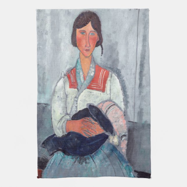 Linge De Cuisine Amedeo Modigliani - Femme tzigane avec bébé (Vertical)