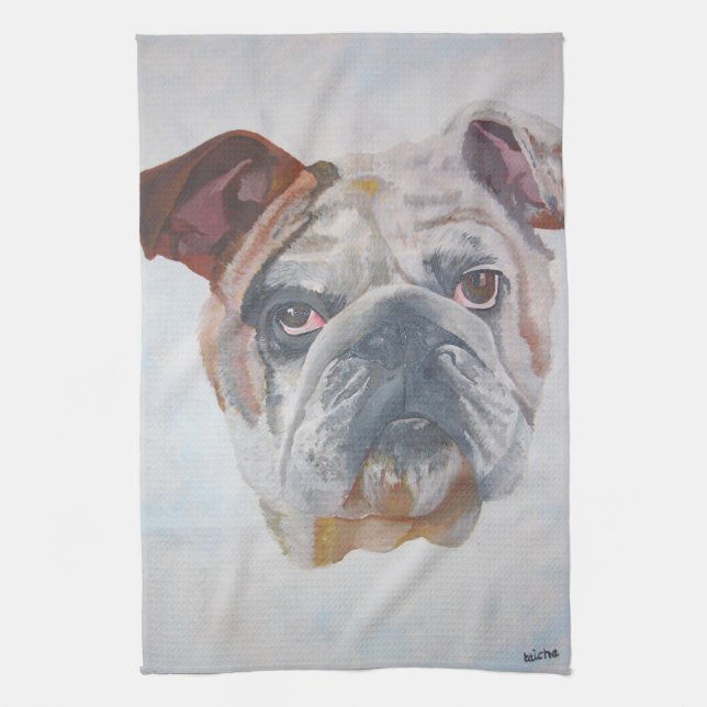 Linge De Cuisine American Bulldog Artistic Pet Portrait (Vertical)