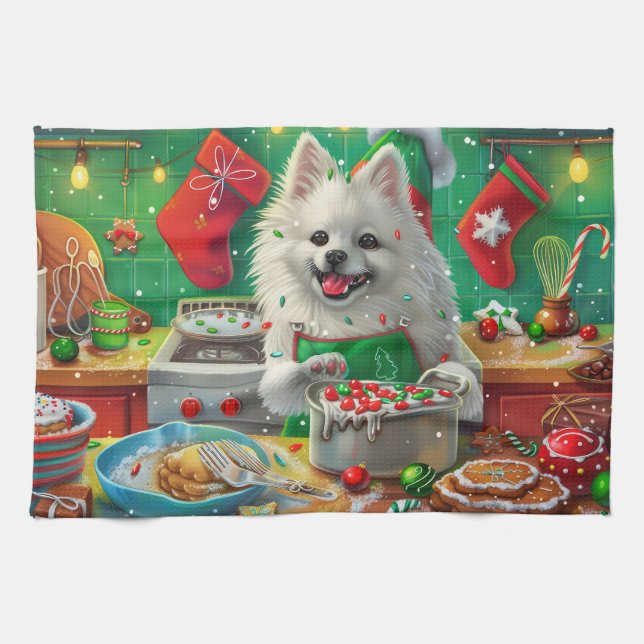 Linge De Cuisine American Eskimo Gîtes : Noël festif (Horizontal)