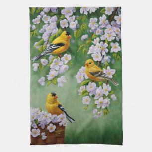 Linge De Cuisine American Goldfinches & Pink Apple Blossings