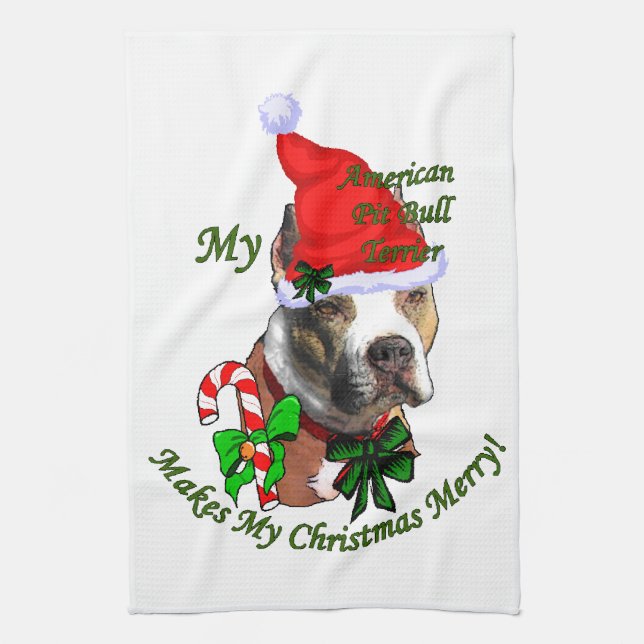 Linge De Cuisine American Pit Bull Terrier Noël (Vertical)