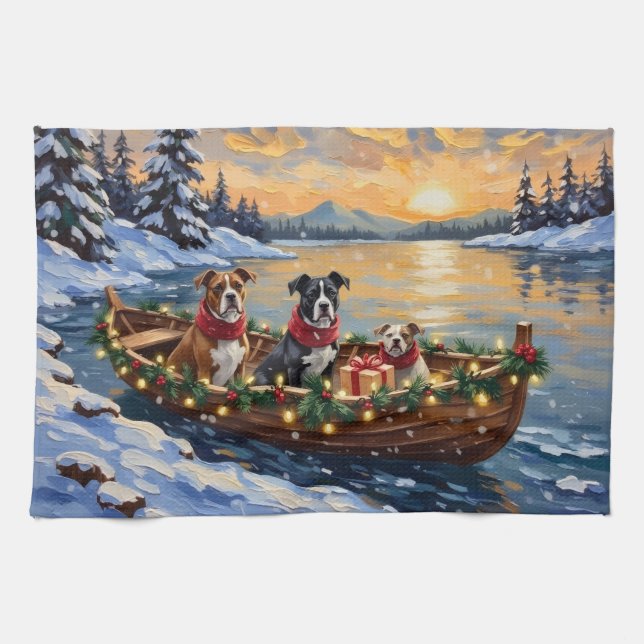 Linge De Cuisine American Staffordshire Terrier Christmas Boat (Horizontal)