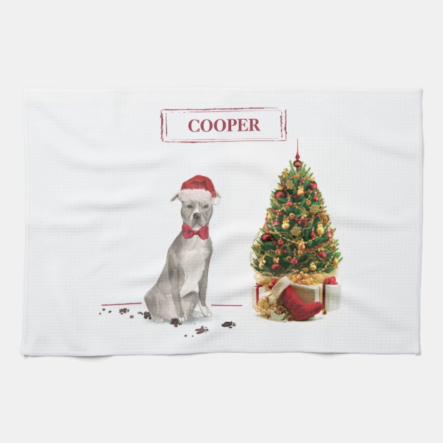 Linge De Cuisine American Staffordshire Terrier Funny Christmas Dog (Horizontal)