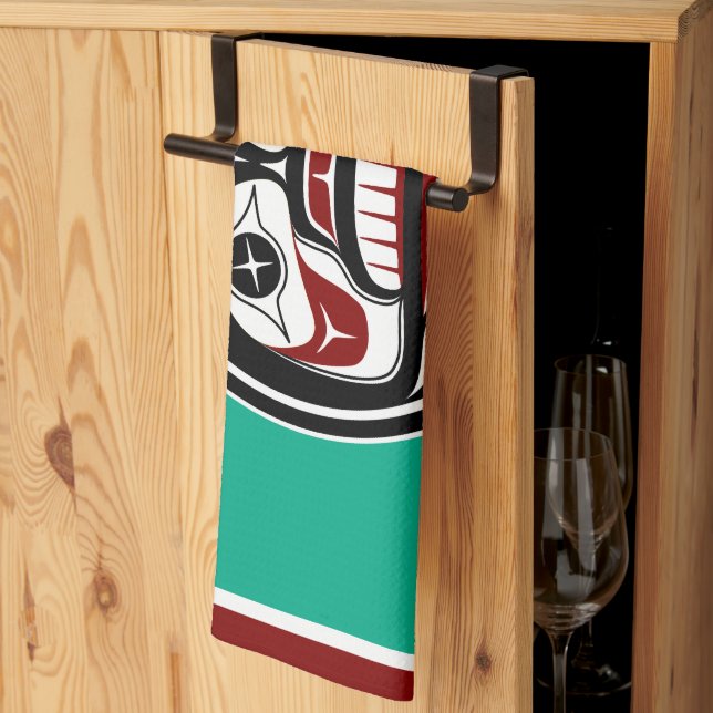 Linge De Cuisine Amérindien Noir Haïda Peau de pleurs (Pliage en tiers)