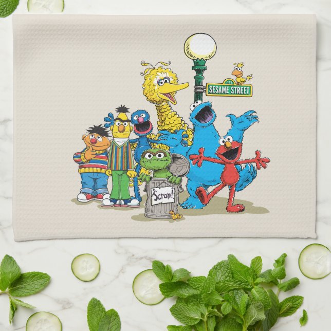 Linge De Cuisine Amis de Sesame Street vintage (Plié)