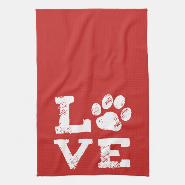 Linge De Cuisine AMOUR avec l'empreinte de patte de chien (Vertical)