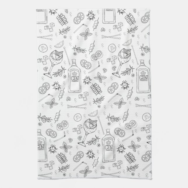 Linge De Cuisine Amour de buveur de gin Motifs de mixologue (Vertical)