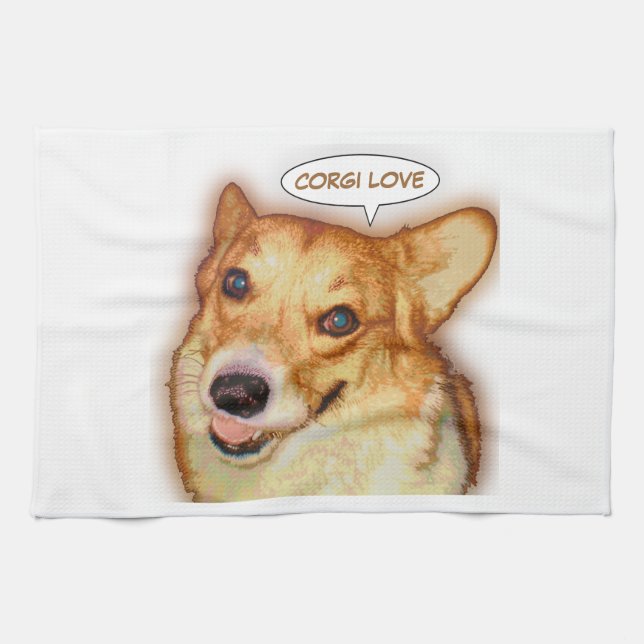 Linge De Cuisine Amour de corgi (Horizontal)