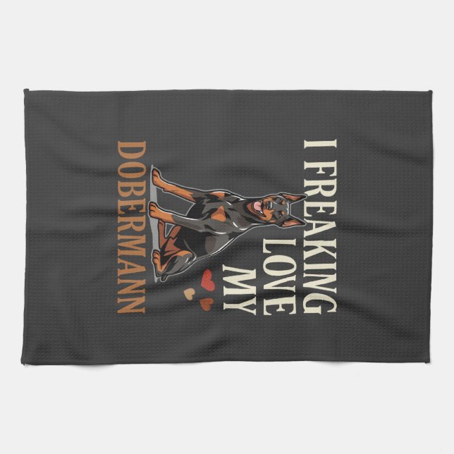 Linge De Cuisine Amour de dobermann amateur de chien (Horizontal)