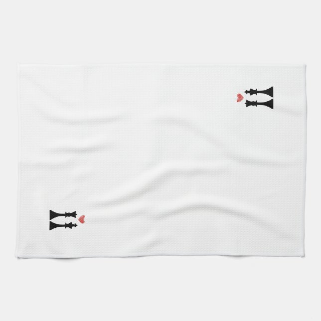 Linge De Cuisine Amour d'échecs de roi et de Reine (Horizontal)