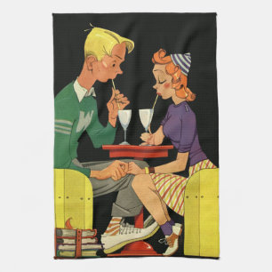 Linge De Cuisine Amour et romance vintage, adolescents au salon de