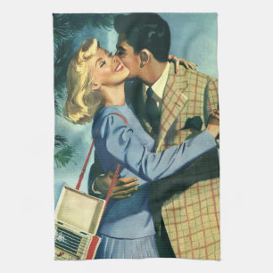 Linge De Cuisine Amour et romance vintage, danse de Noël