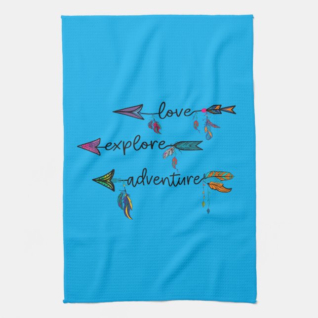 Linge De Cuisine Amour Explore Aventure Arrow Tribal Boho Design (Vertical)