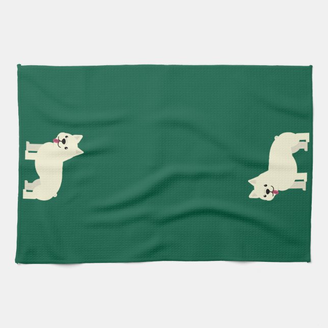 Linge De Cuisine Amoureux de Frenchie Vert (Horizontal)