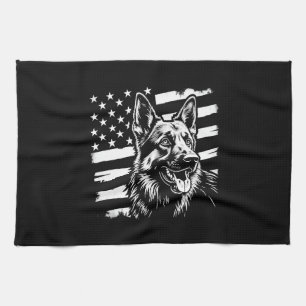 Linge De Cuisine Amoureux du berger allemand USA Drapeau américain