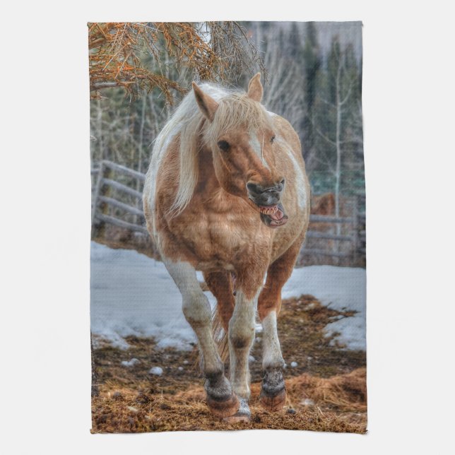 Linge De Cuisine Amoureux Palomino Peinture Ranch Cheval Animal-amo (Vertical)