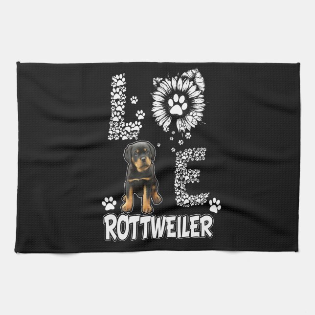 Linge De Cuisine Amoureux petit Rottweiler (Horizontal)