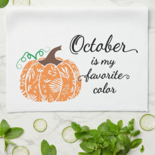 Linge De Cuisine Amusant Cute Orange Octobre Citrouille Automne Ser