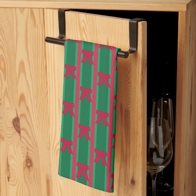 Linge De Cuisine Amusant et fantaisie rayé Noël Bow (Pliage en tiers)