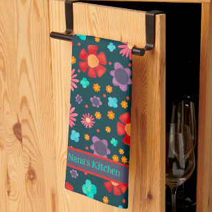 Linge De Cuisine Amusant Joyeux Colorful Floral Personnalisé Nom él
