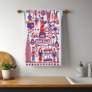 Linge De Cuisine Amusement moderne 4 juillet USA Amérique Icons
