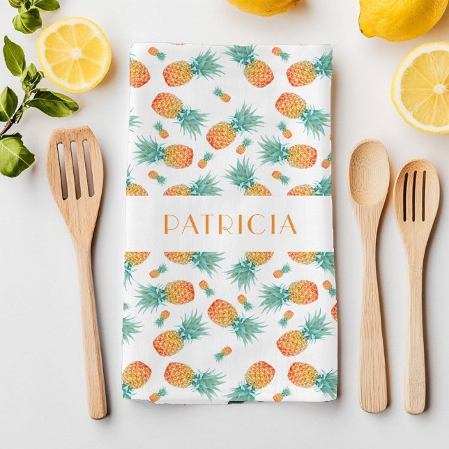 Linge De Cuisine Ananas à monogramme motif fruit (Monogram Pineapples Fruit Pattern Kitchen Towel
)