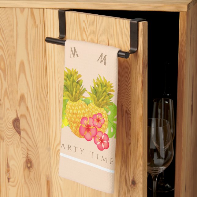Linge De Cuisine Ananas Chic Beige (Pliage en tiers)