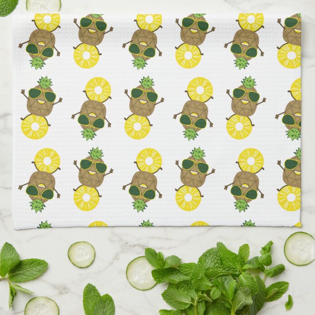 Linge De Cuisine Ananas cool Dude Rolling sur une anneaux d'ananas (Plié)