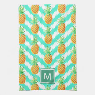Linge De Cuisine Ananas et Chevrons des îles tropicales   Monogramm