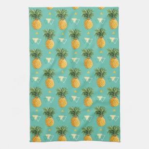 Linge De Cuisine Ananas lumineux sur le motif géométrique