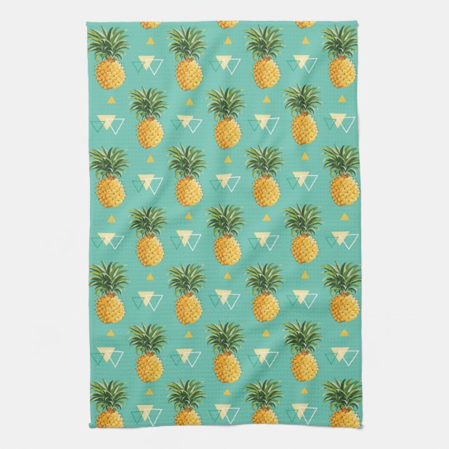 Linge De Cuisine Ananas lumineux sur le motif géométrique (Vertical)