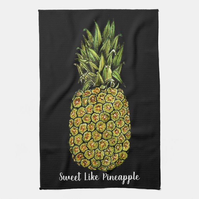 Linge De Cuisine Ananas mignon d'art d'aquarelle (Vertical)