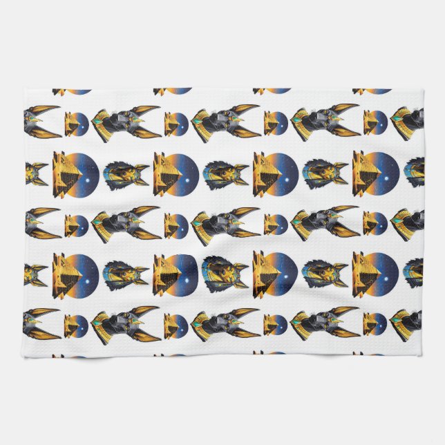 Linge De Cuisine Ancienne Egypte Pyramide Anubis Motif Design (Horizontal)