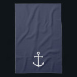 Linge De Cuisine Ancre bleue marine<br><div class="desc">Serviette de cuisine minimaliste moderne avec ancre blanche sur arrière - plan bleu marine.
Parfait aussi bien pour le décor de maison de plage, cadeau de ménage et plus encore.</div>