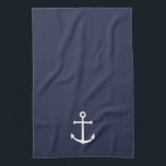 Linge De Cuisine Ancre bleue marine<br><div class="desc">Serviette de cuisine minimaliste moderne avec ancre blanche sur arrière - plan bleu marine.

Parfait aussi bien pour le décor de maison de plage,  cadeau de ménage et plus encore.</div>