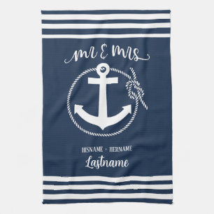 Linge De Cuisine Ancre bleue marine M. et Mme