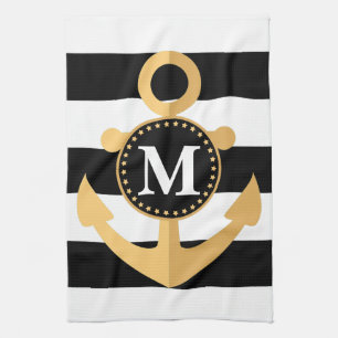 Linge De Cuisine Ancre et rayures